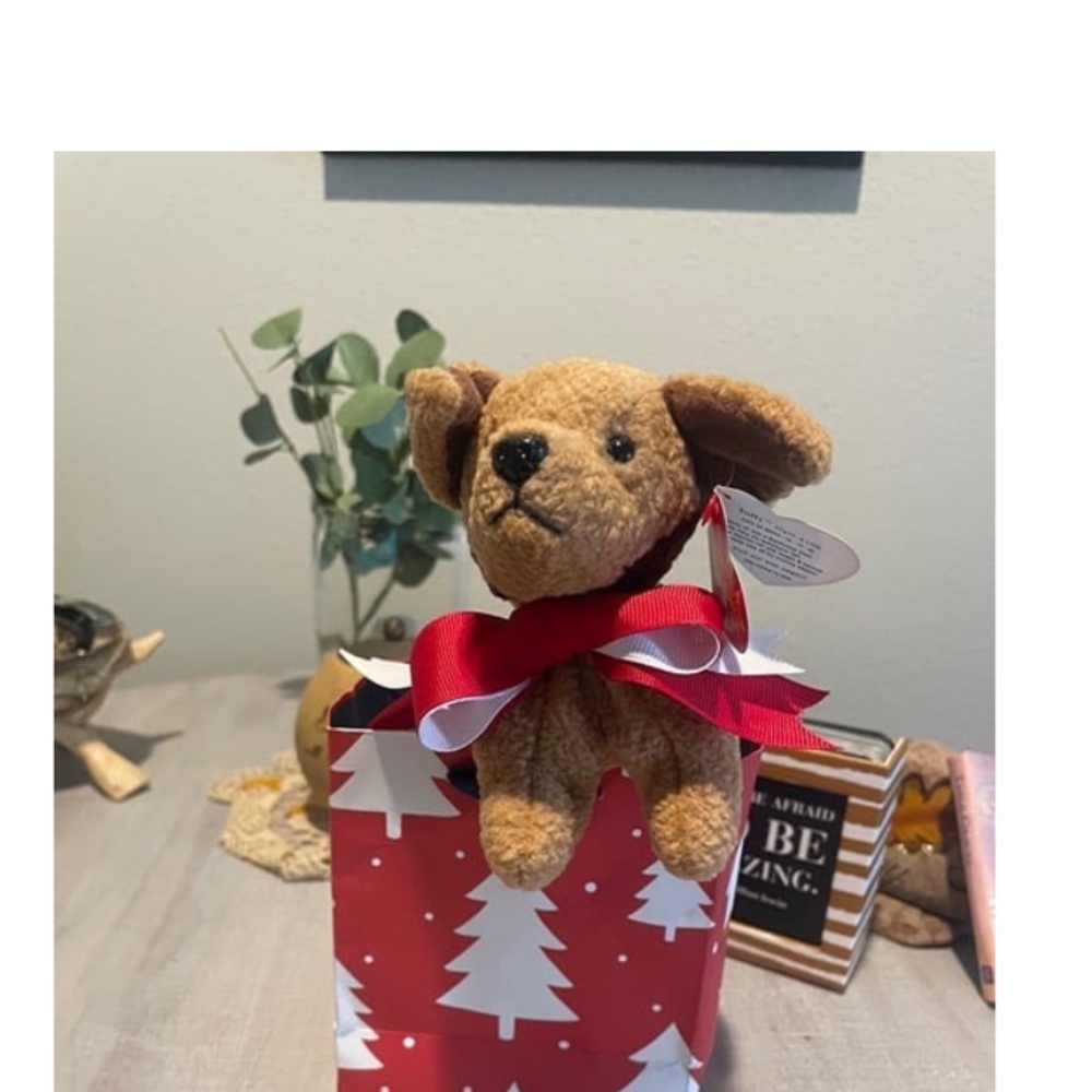 Vintage "Tuffy" Beanie Baby w. Christmas  gift bag.
